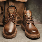 Damen robuste Schnürboots aus hochwertigem Kunstleder