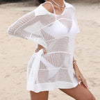 Damen luftiger Strandüberwurf mit leichtem Netzdesign R&B