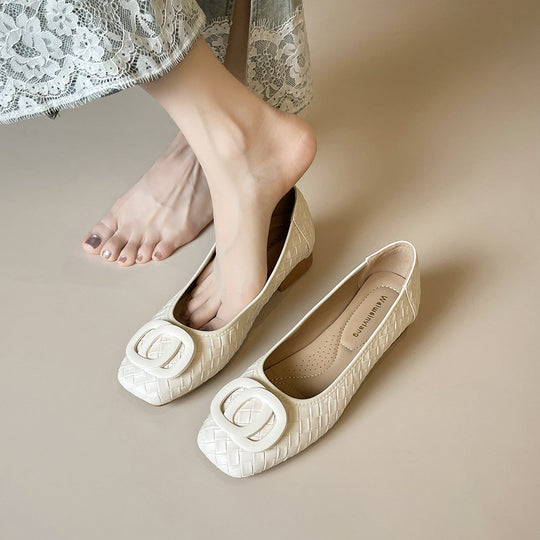 Damen Ballerinas mit schickem Reliefmuster und modischem Schnallenakzent R&B