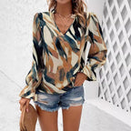 Damen Bluse mit modischem Farbmuster