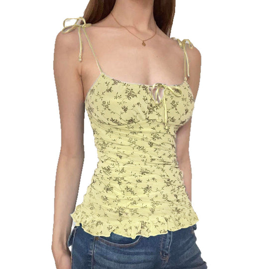 Damen ärmelloses Top mit variablen Trägern und floralem Design R&B