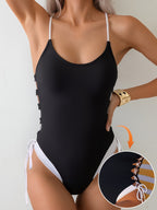 Damen Einteiliger Badeanzug mit seitlicher Schnürung und modernem Design R&B