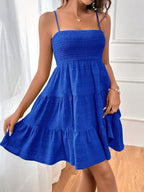 Damen lässiges Trägerkleid mit voluminösem Rock und geripptem Oberteil R&B