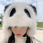 Damen Kuscheliger Panda-Mütze mit trendigen Ohren