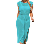 Damen Häkel-Strandkleid mit elegantem Schlitzdesign R&B