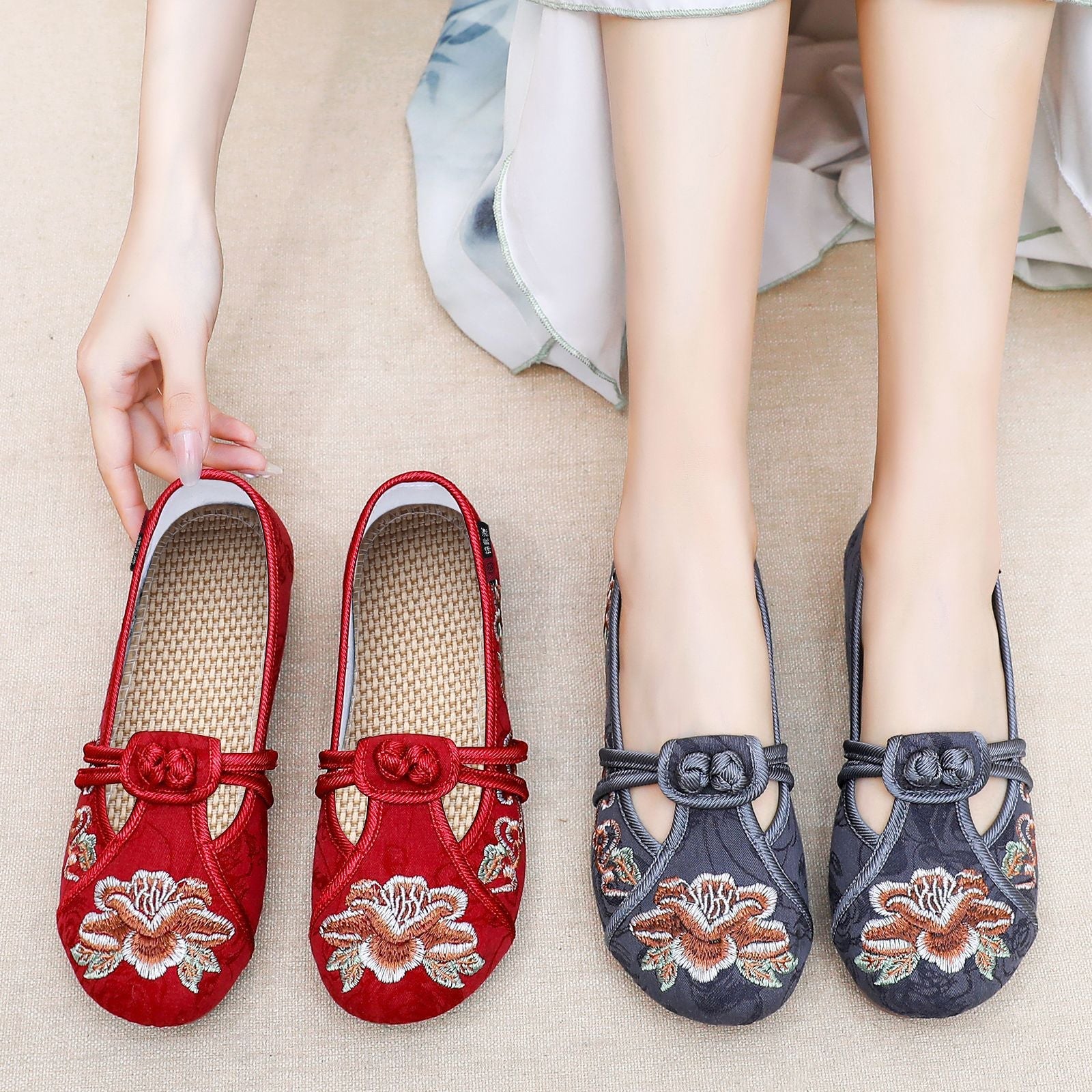 Damen Elegante und handbestickte Gastronomie-Ballerinas R&B
