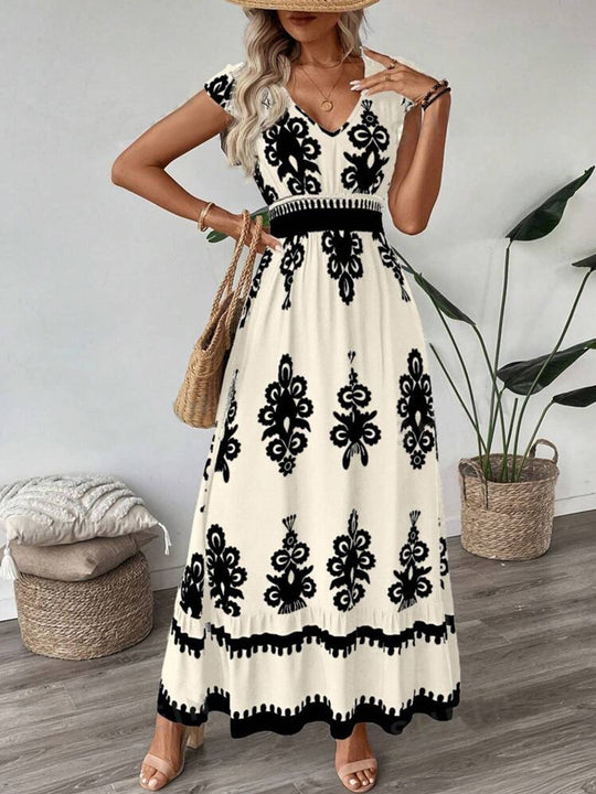 Damen Elegantes Maxikleid mit faszinierendem Musterdruck R&B