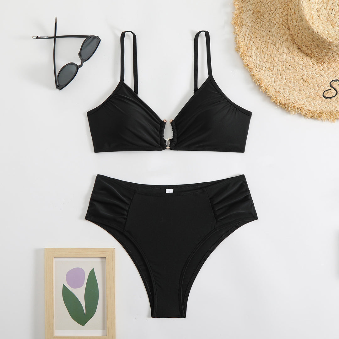 Damen modischer Triangel-Bikini mit seitlichen Raffungen R&B