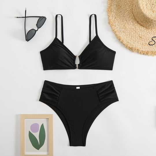 Damen modischer Triangel-Bikini mit seitlichen Raffungen R&B
