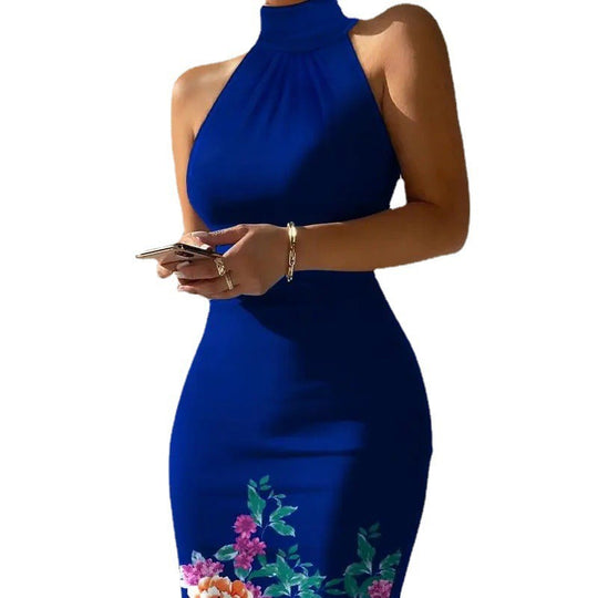 Damen Figurschmeichelndes Maxikleid mit hochgeschlossenem Ausschnitt und modernem Streifenmuster R&B