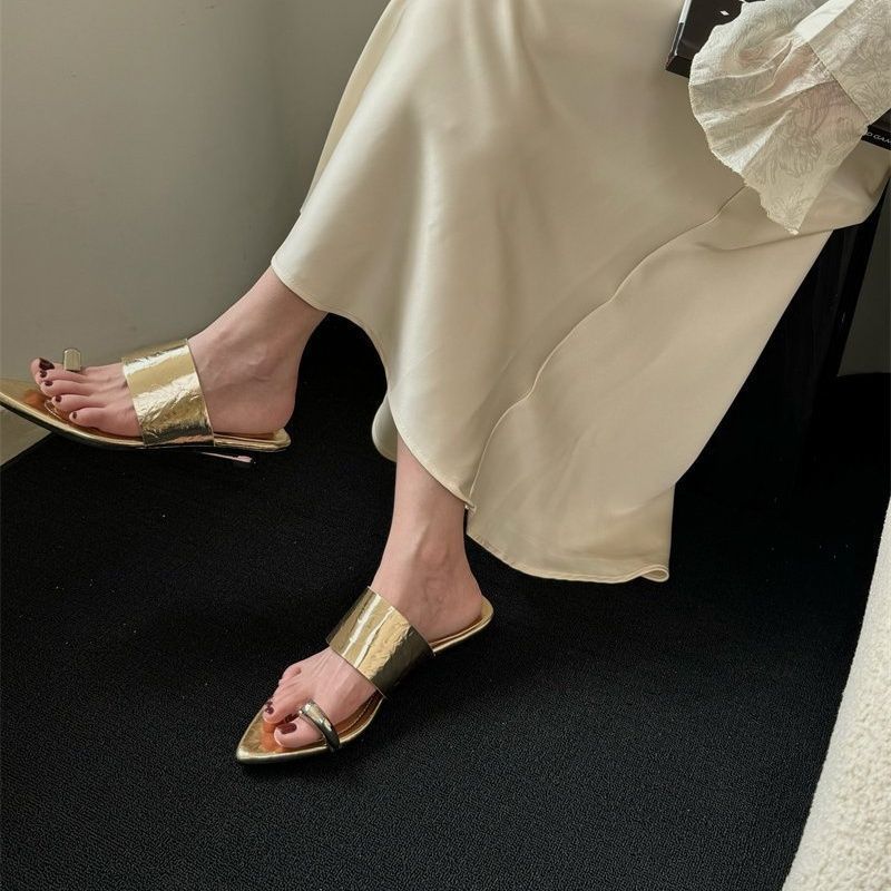 Damen elegante Open-Toe Mules mit spitzem Design R&B