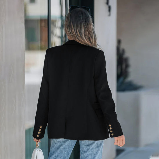 Damen elegante Blazerjacke mit doppelter Knopfleiste und lässigem Schnitt R&B