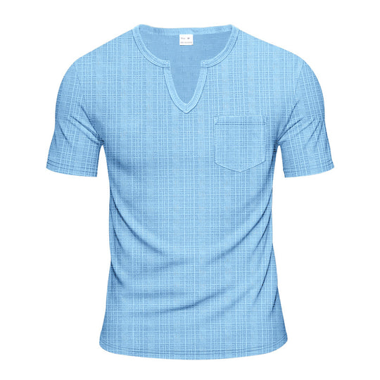 Herren nan Kurzarmshirt mit V-Schlitz-Ausschnitt und aufgesetzter Brusttasche aus strukturiertem Jersey R&B