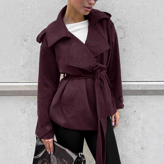 Damen Elegante Utility-Jacke mit Taillengürtel und entspannter Passform R&B