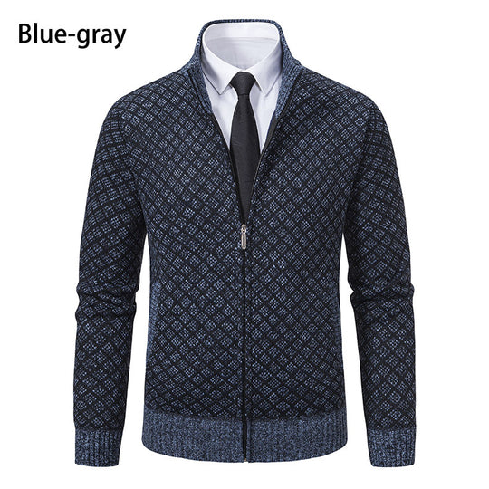 Herren Strickjacke mit modernem Zipper und grafischem Design R&B