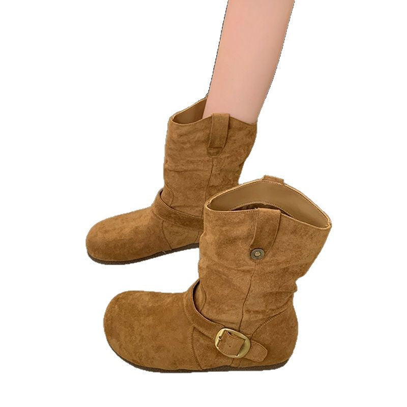 Damen Stiefeletten mit modischem Raffungselement und praktischen Schnallen