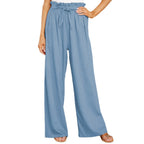 Damen nan Leinenhose mit Paperbag-Bund und weitem Bein R&B