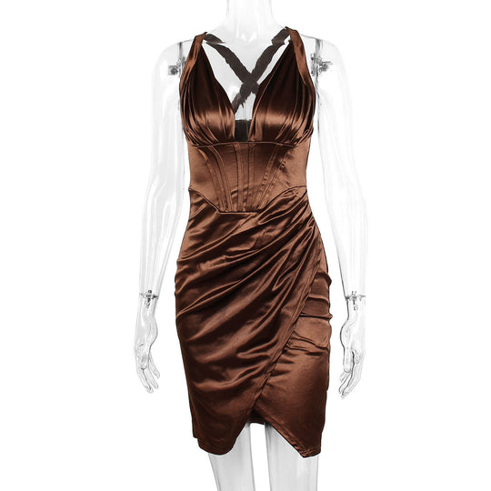 Damen Elegantes Abendkleid mit tiefem Ausschnitt und seitlichem Schlitz R&B