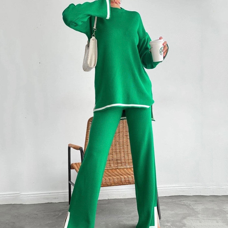 Damen entspannendes Loungewear-Set mit kontrastierenden Saumdetails R&B