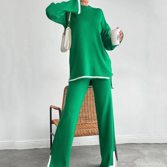 Damen entspannendes Loungewear-Set mit kontrastierenden Saumdetails R&B