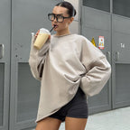 Damen stylischer Oversized Pullover mit modischen Ärmeldetails R&B