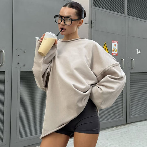Damen stylischer Oversized Pullover mit modischen Ärmeldetails R&B