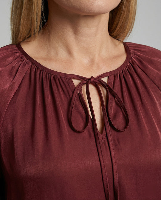 Damen Bluse Satin Ballonärmel
