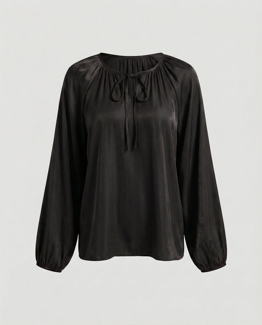 Damen Bluse Satin Ballonärmel