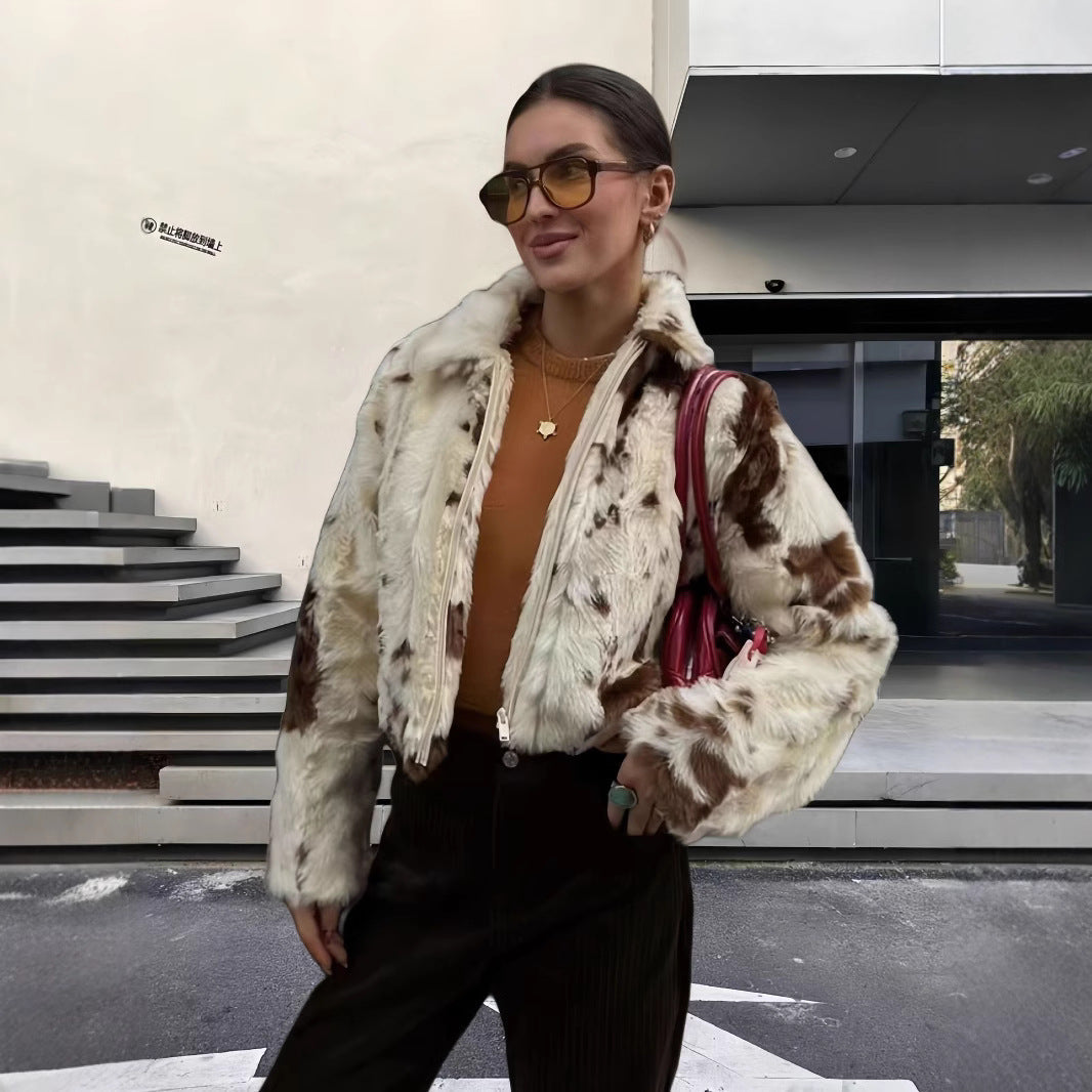 Damen modische und strapazierfähige Kunstpelzjacke R&B