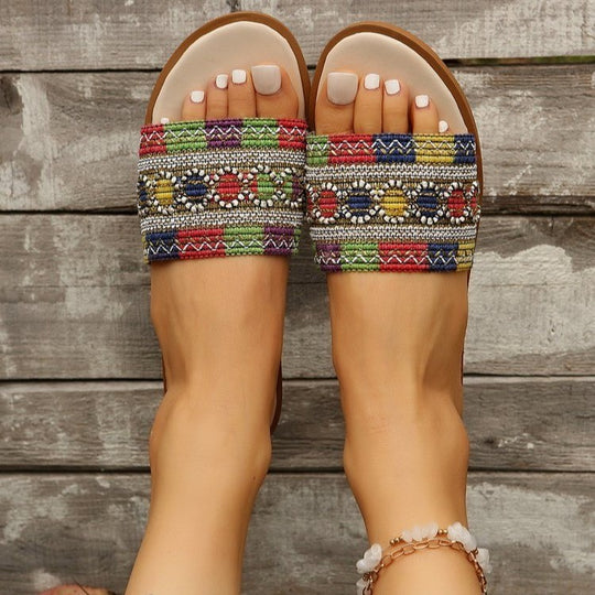 Damen Trendige Mules mit buntem Stickdesign R&B