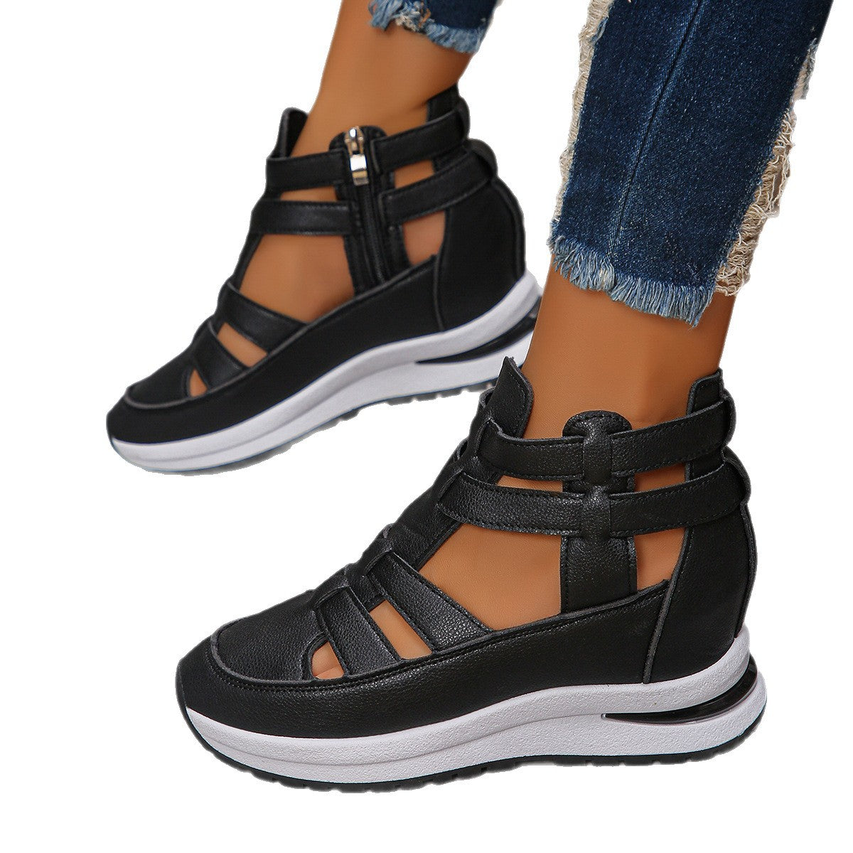 Damen Wedge-Sneaker mit verstellbaren Riemen und atmungsaktiver Sohle R&B