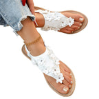Damen Zehentrenner-Sandalen mit floralem Design und elastischem Riemendesign R&B