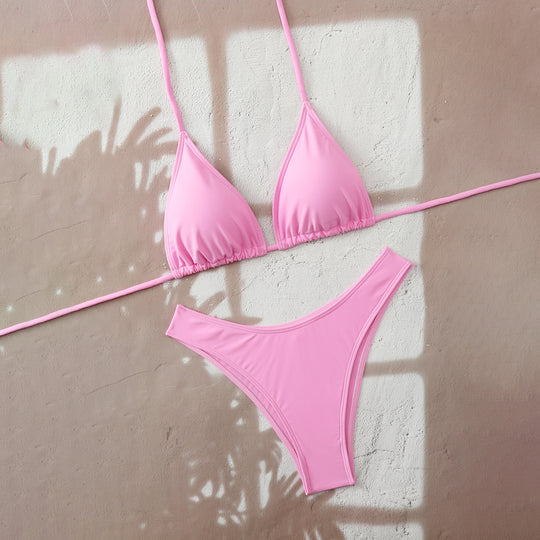 Damen Bikini-Set mit verstellbarem Triangel-Oberteil und hoch geschnittenen Bottoms R&B