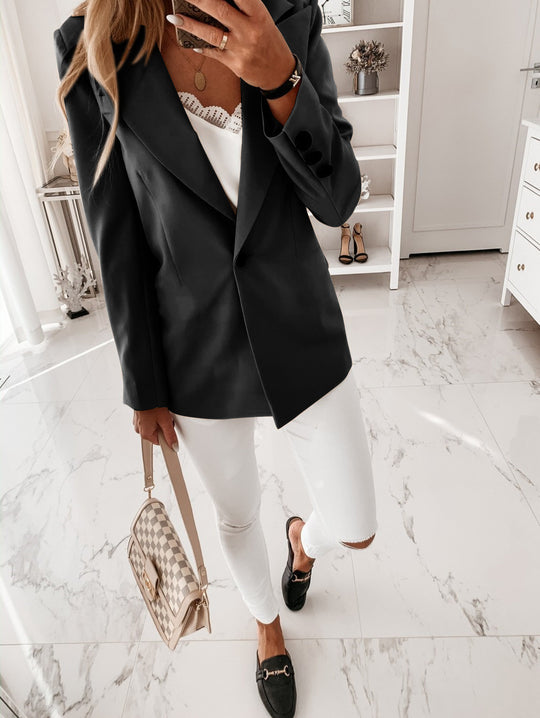 Damen trendiger Blazer-Anzug mit schmalem Schnitt und eleganter Knopfleiste R&B