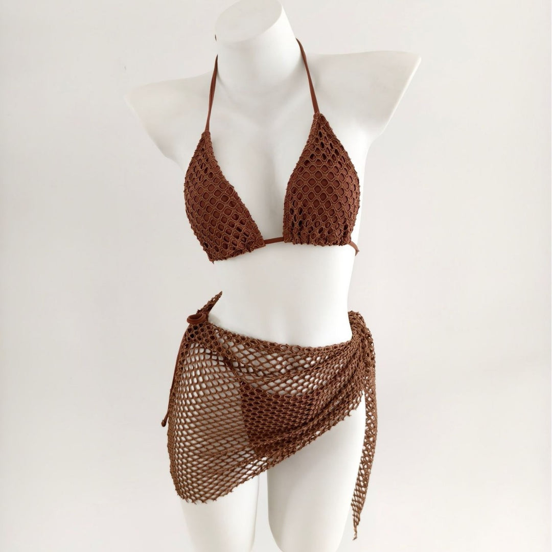 Damen Triangel-Bikini mit modischen Netzrock-Details R&B
