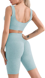 Damen Sportliches Wellness-Set mit Crop Top und Radlerhose R&B
