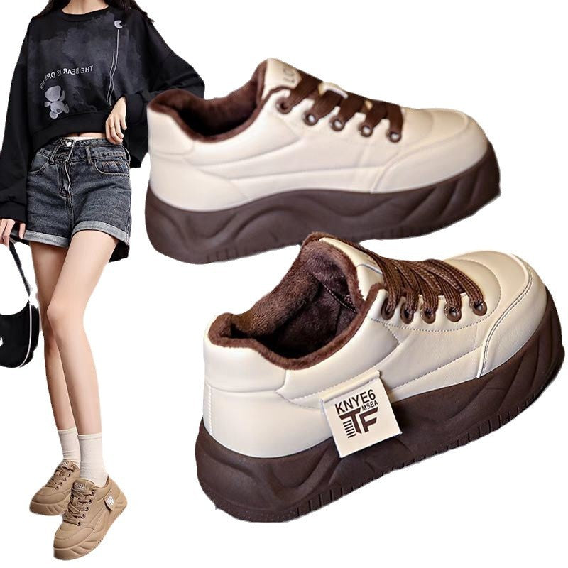 Damen Fleecegefütterte Chunky Sneakers mit rutschfester Sohle und modischem Design