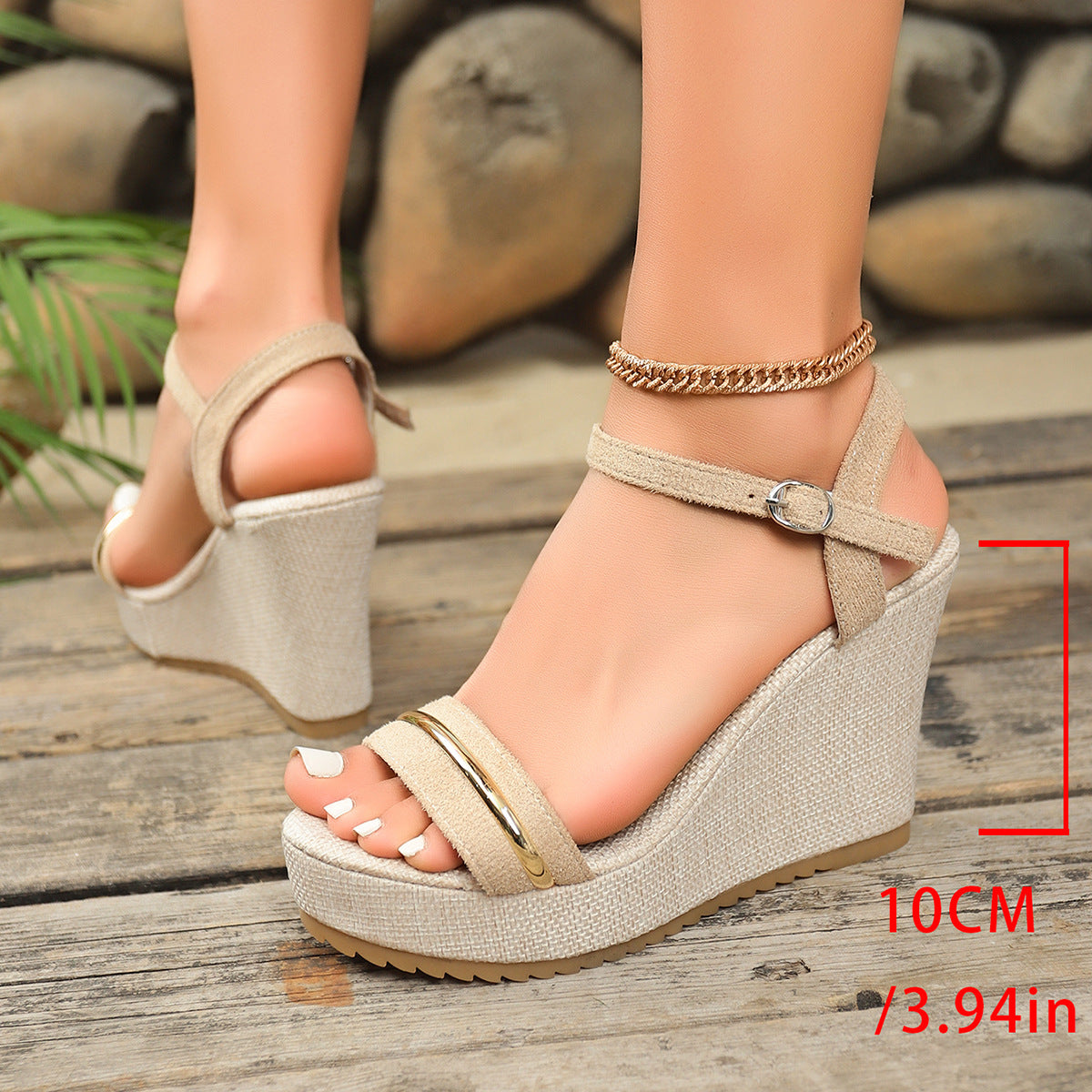 Damen Wedge-Sandalen mit modischen Riemen und komfortabler Sohle R&B