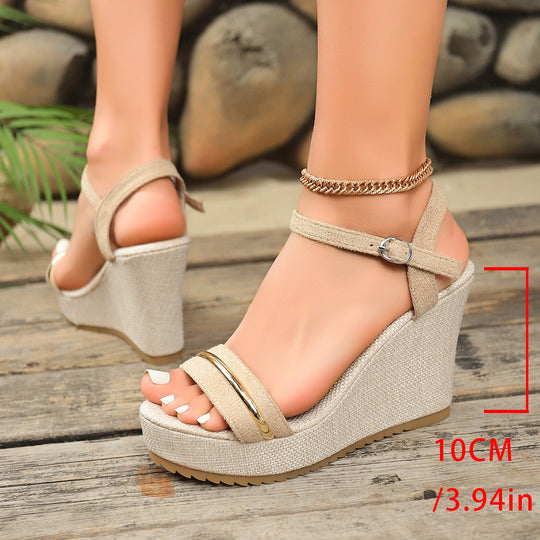 Damen Wedge-Sandalen mit modischen Riemen und komfortabler Sohle R&B