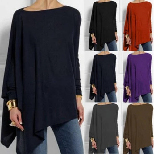 Damen nan drapierte Oversize-Tunika mit schrägem Zipfelsaum und weiten Fledermausärmeln R&B