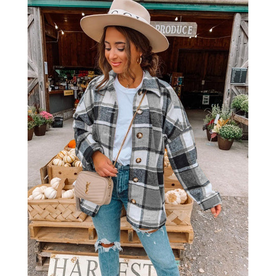 Damen Karierte Flanelljacke R&B