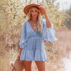 Damen Sommerliches Spitzenkleid mit weitem Schnitt und Knopfdetails R&B