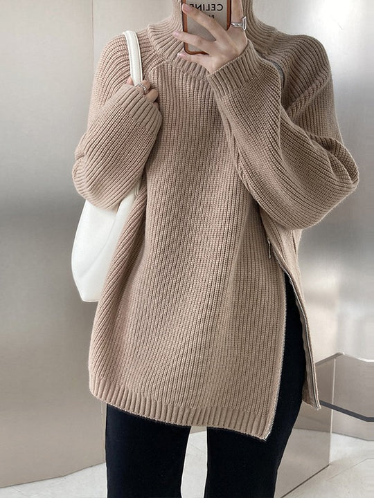 Damen Flair Pullover mit asymmetrischem Schnitt und Stehkragen R&B