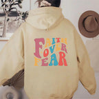 Damen Kapuzenpullover mit kreativem Schriftzug und weichem Innenfleece