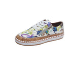 Damen modische Sneaker mit farbenfrohem Blumenmuster und hochwertiger Korksohle R&B