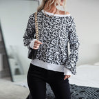 Damen Gemusterter Strickpullover mit Leopardenmuster R&B