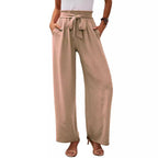 Damen weite Palazzo-Hose mit elastischem Bund und Bindegürtel R&B