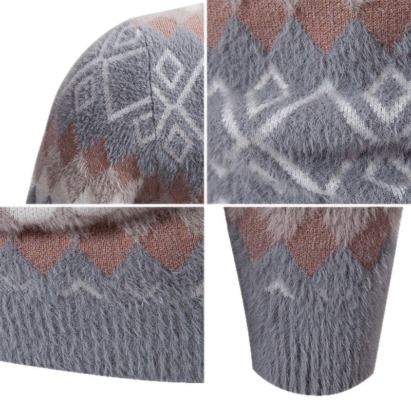 Herren Strickpullover mit geometrischem Muster und hohem Kragen R&B