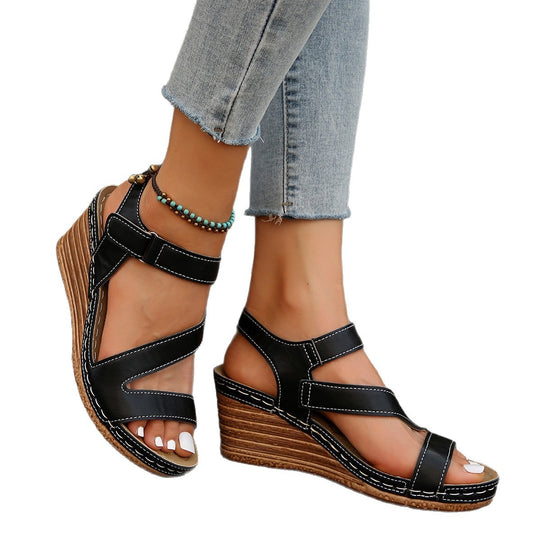 Damen Wedge-Sandalen mit komfortablem Riemendesign und ergonomischer Fußbettung R&B