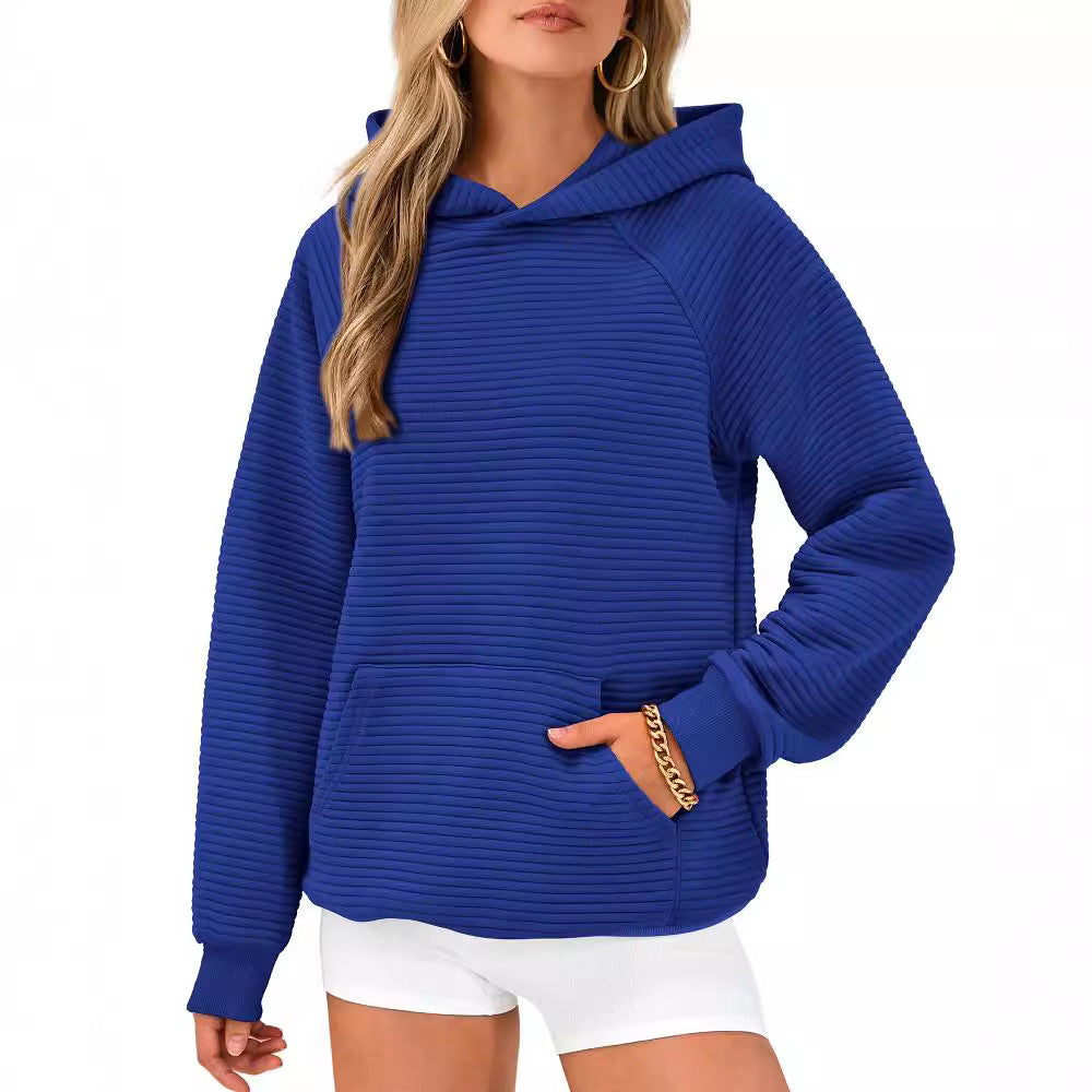 Damen modischer Kapuzenpullover mit strukturiertem Oberflächenmuster R&B